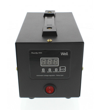 STABILIZATOR AUTOMAT DE TENSIUNE CU RELEU 1000VA, NEGRU WELL
