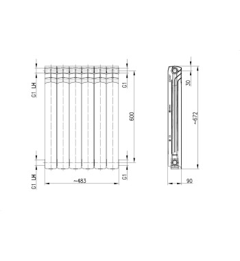 ALUMINUM RADIATOR G600F - 6 ELEMENTS REINFORCEMENT