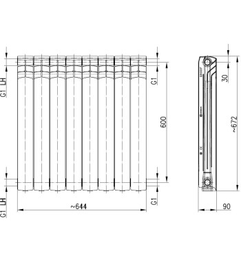 ALUMINUM RADIATOR G600F - 8 ELEMENTS REINFORCEMENT