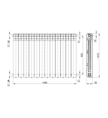 ALUMINUM RADIATOR G600F - 12 REINFORCEMENT ELEMENTS