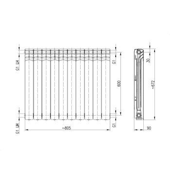 ALUMINUM RADIATOR G600F - 10 REINFORCEMENT ELEMENTS