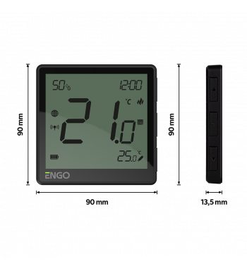 *WIFI ZIGBEE SZOBATERMOSZTÁT, LÍTIUM-ION, FEKETE EONE-BATB