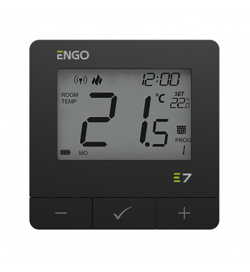 *WIRELESS PROGRAMMABLE ROOM THERMOSTAT, BLACK E7-RFB