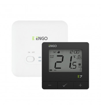 *WIRELESS PROGRAMMABLE ROOM THERMOSTAT, BLACK E7-RFB