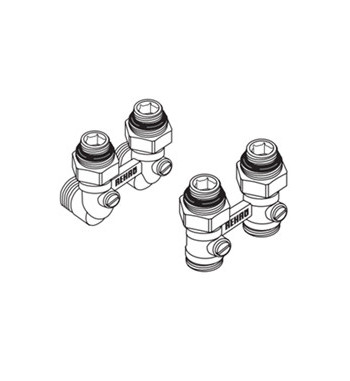 REHAU BALL VALVE BLOCK, WITH CORNER NIPPLE G1/2XG3/4 12407371001 Packaging: 1/1