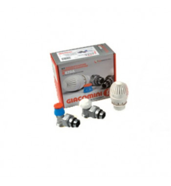 Kit robinet radiator tur-retur coltar si cap termostatic Giacomini 1/2"x16