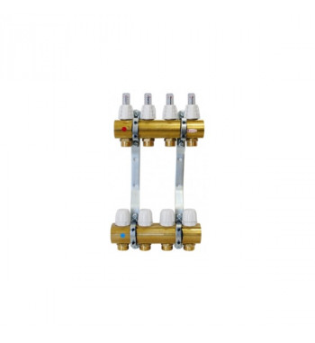 Ansamblu colector-distribuitor alama pentru incalzire in pardoseala, 1", OPTIMUM 1, pt. EK cu 5 cai Ansamblu colector-distribuitor alama pentru incalzire in pardoseala, 1", OPTIMUM 1, pt. EK cu 5 cai