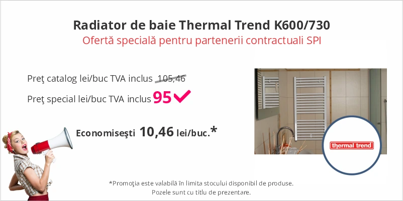 Radiator de baie Thermal Trend liniar tip K - Click pentru detalii produs